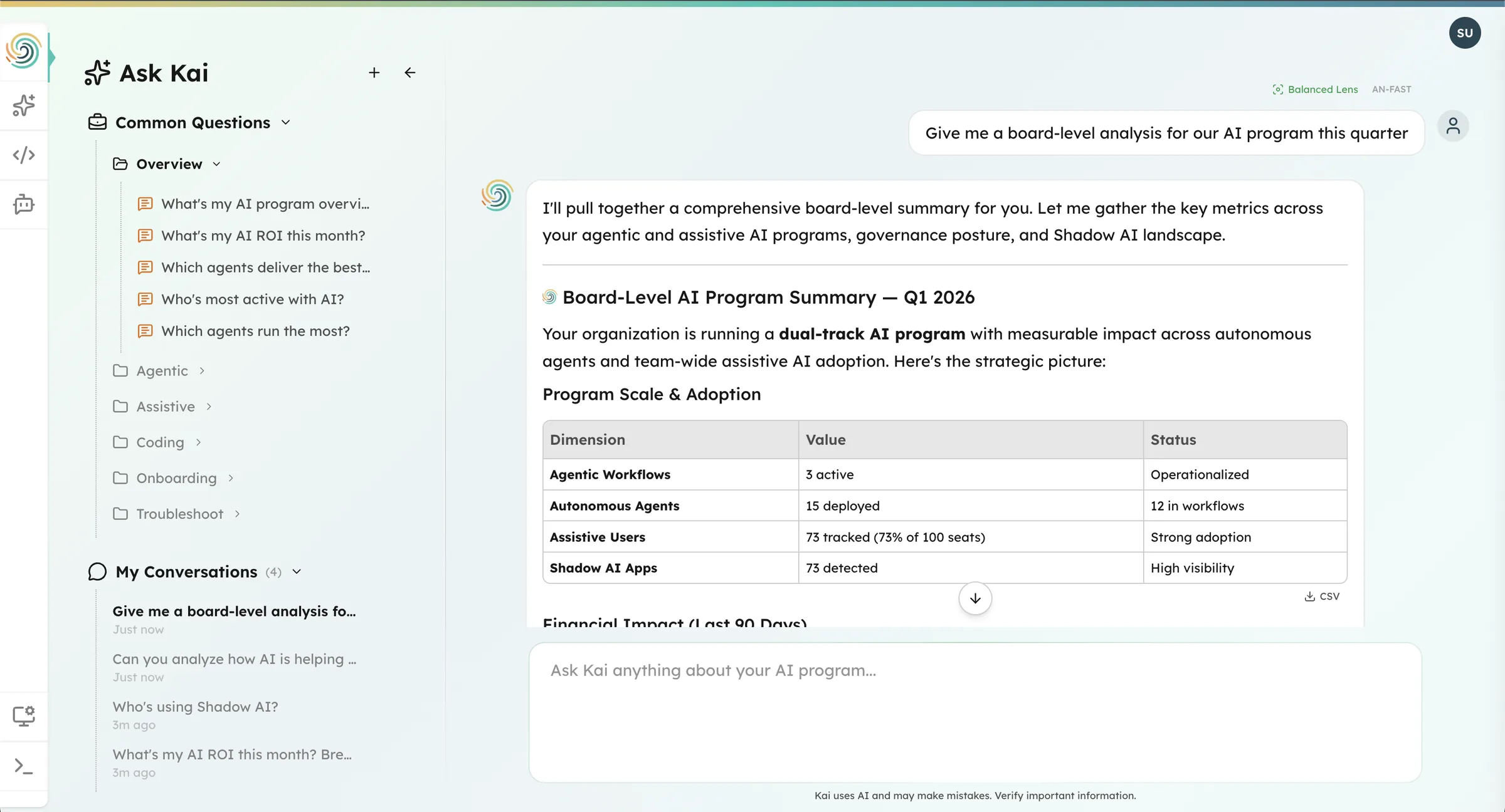Kai showing the expanded reasoning chain behind an answer