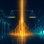 Abstract visualization of enterprise AI capital spending measured against return metrics