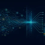 AI coding activity resolving into measured engineering outcome metrics on a dashboard