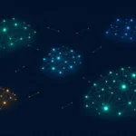 Abstract visualization of fragmented AI coding tool networks with no unified connection between them